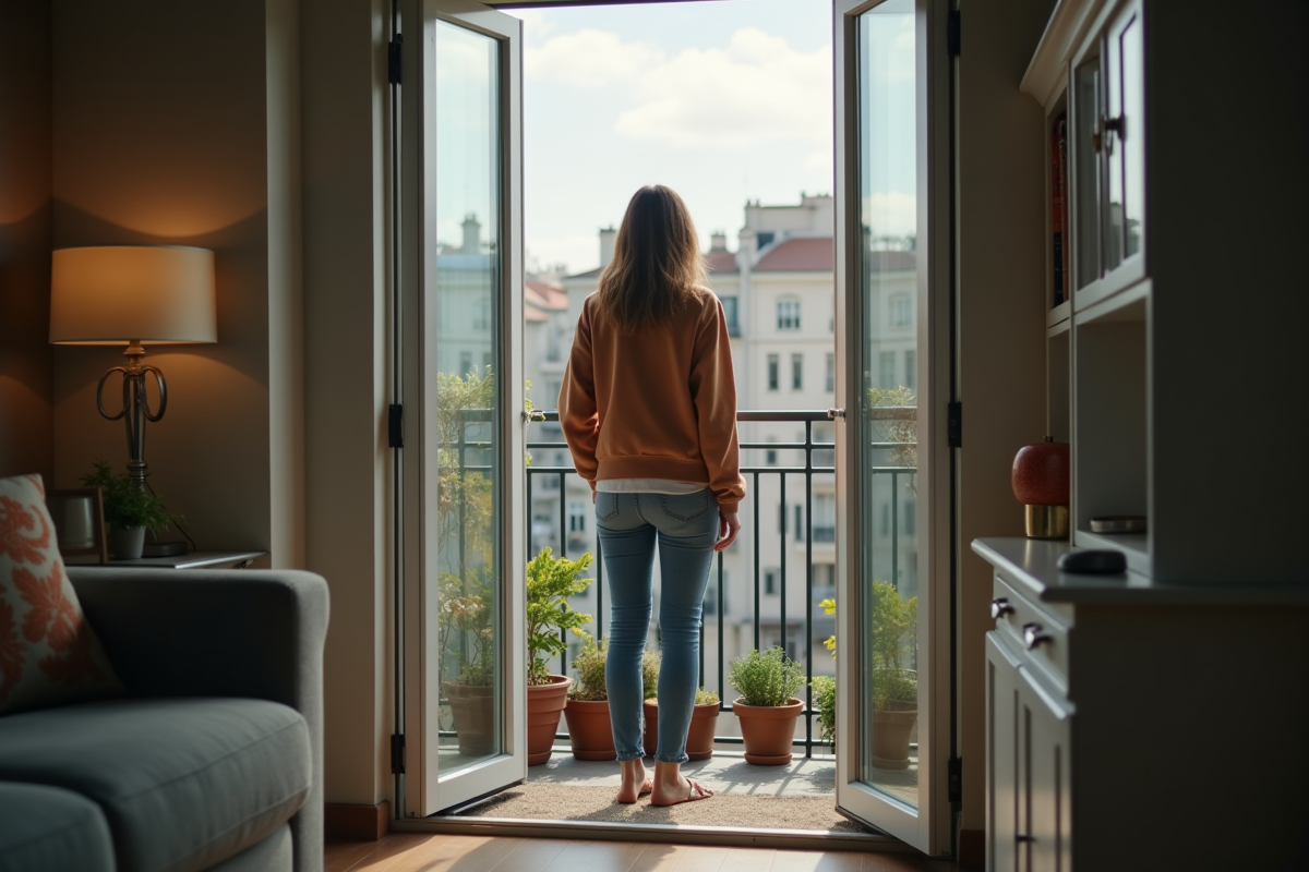 Jeune femme regardant à l