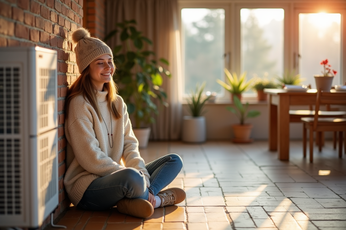 Jeune femme assise près d
