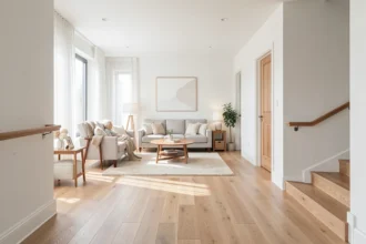 Intérieur lumineux d'une maison aménagée pour une personne âgée