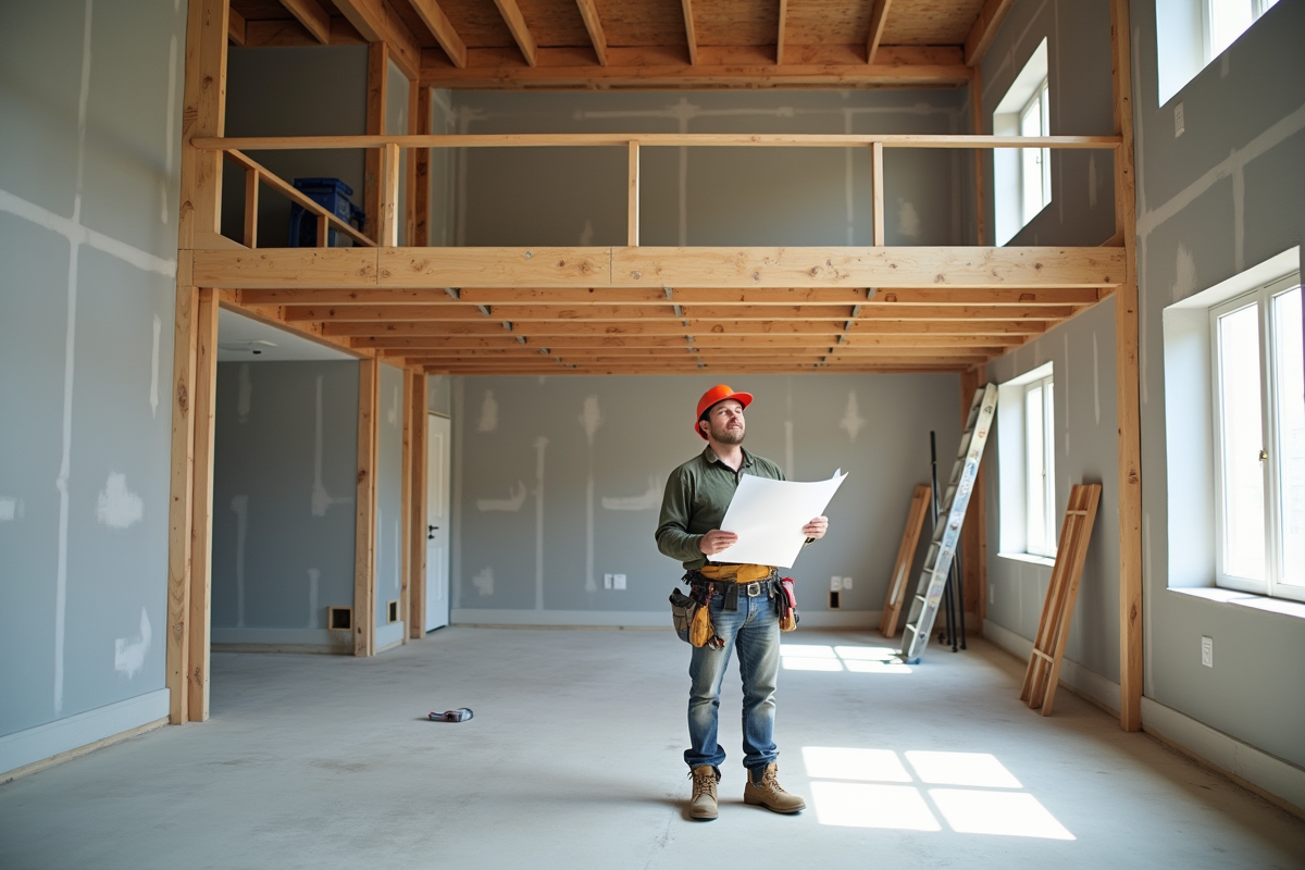 Ouvrier vérifiant la structure d